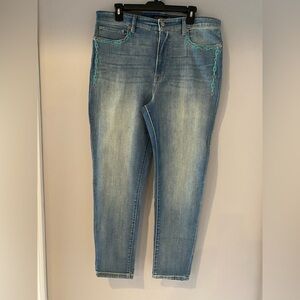 Ralph Lauren Blue Skinny Jeans with Turquoise Embroidery